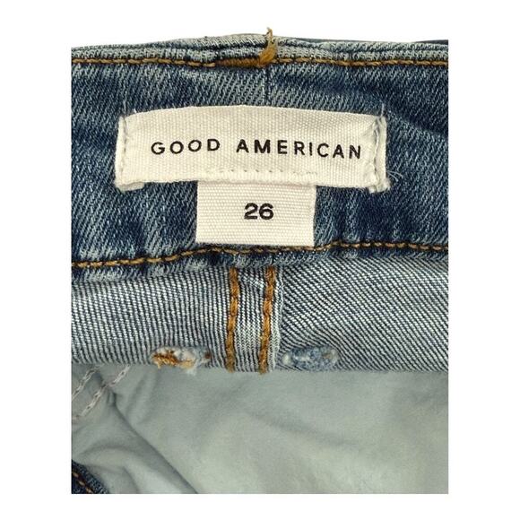 Good American Good Legs Distressed Women’s Plus Sized 26 Crop‎ Ankle Jeans - Picture 3 of 8